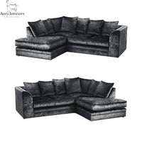 Crystal Crushed Velvet 4-Seater Corner Sofa – Ultimate Comfort & Luxury Right-Hand Design