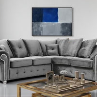 Ashwin Plush Velvet Corner Sofa – Luxurious Velvet & Durable L-Shaped Design