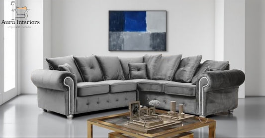 Ashwin Plush Velvet Corner Sofa – Luxurious Velvet & Durable L-Shaped Design