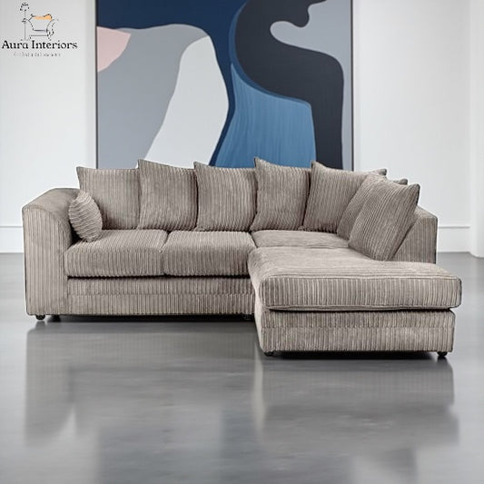 Premium L-Shape Corner Sofa – 4-Seater Jumbo Cord Fabric | Left-Side Chaise