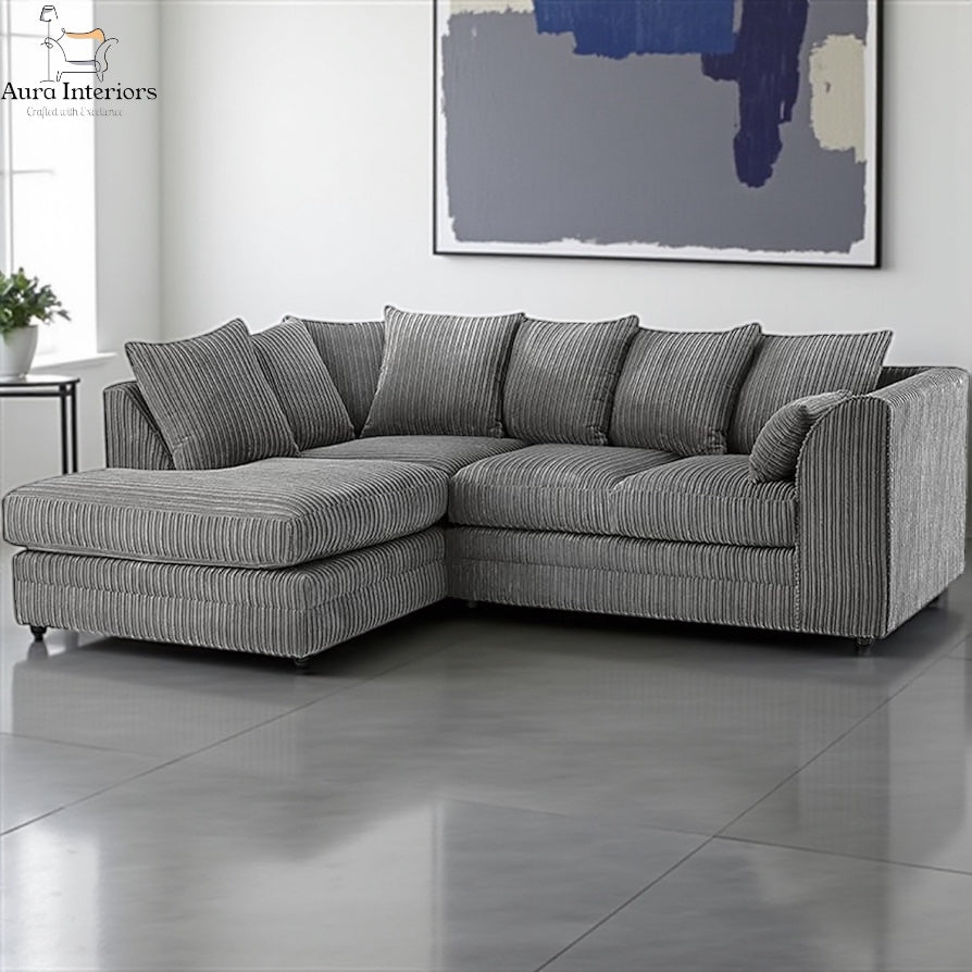 Premium L-Shape Corner Sofa – 4-Seater Jumbo Cord Fabric | Left-Side Chaise