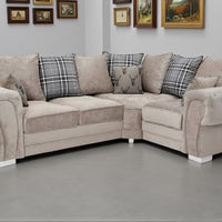Modern Verona Universal Corner Sofa – Luxurious Chenille Fabric & Chrome Legs