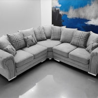 Modern Verona Universal Corner Sofa – Luxurious Chenille Fabric & Chrome Legs
