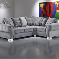 Modern Verona Universal Corner Sofa – Luxurious Chenille Fabric & Chrome Legs