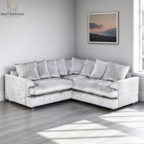 Crystal Crushed Velvet 5-Seater Corner Sofa – Luxury UK-Made Velvet Sofa